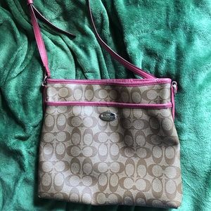 Pink coach file purse